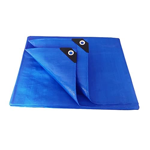 Image of ANSIO Tarpaulin 2m x 3m Water-resistant Tarp Camping Cover Sheet – Multipurpose Groundsheet with UV Protection, Weatherproof & Frost-Resistant – Reinforced Eyelets - Blue