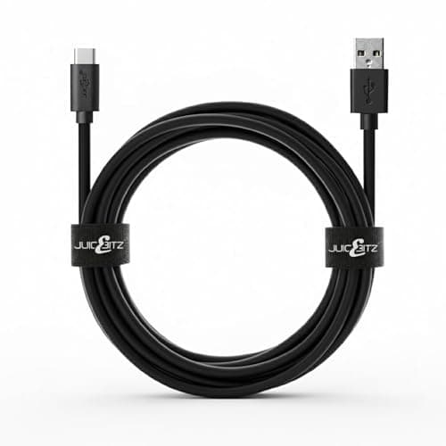 Image of JuicEBitz 2m USB A to USB C Cable - Fast Charger, Compatible with Samsung Galaxy, Google Pixel, iPad, LG, Huawei, Sony Xperia + More, Black