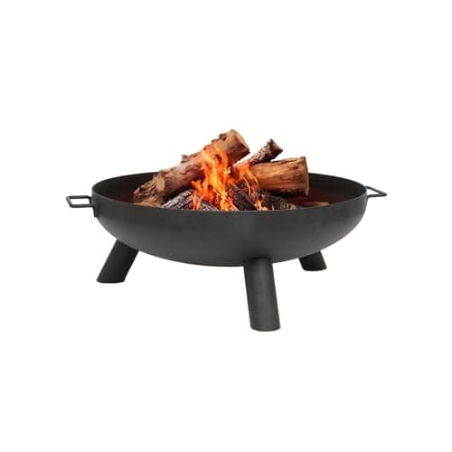 Image of Hammer & Tongs 59.5cm Iron Fire Pit - Small Outdoor Round Garden Fire Bowl Brazier Garden Patio Heater Stove for Wood Logs, Charcoal Burning, BBQ, Camping Firepit