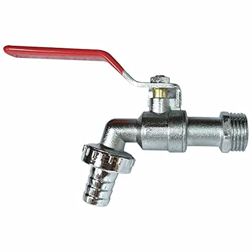 Image of True Face 3/4" Garden Lever Tap Valve with Red Handle and Metal Hose Plug Outdoor Bib Tap BSP Thread Warmer System Silver