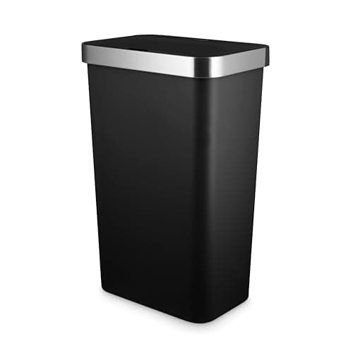 Image of Tower Rectangular ABS Sensor Bin with Bin Liner Retainer Ring, 50L, Black