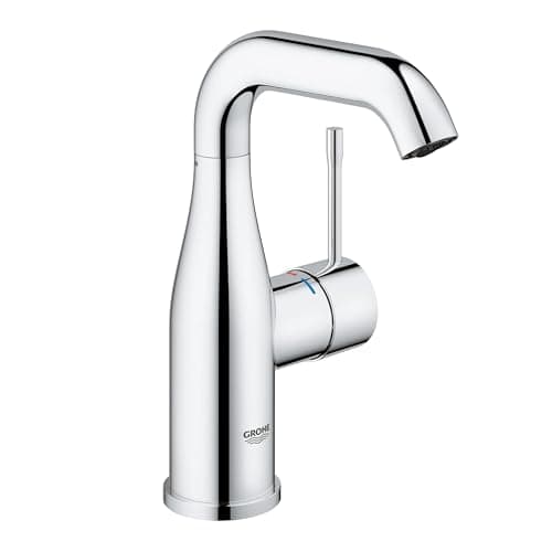 Image of GROHE Essence Smooth Body Basin Mixer Tap (M-Size 193 mm, 360° Adjustable Swivel Range, 28 mm Ceramic Cartridge), Chrome, 23463001