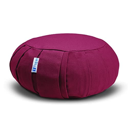 Image of Yogan Yoga Cushion/Meditation Cushion | Natural Buckwheat Hulls Filling | Outer Cover (Could be Removed and Washed) - Made of 100% Organic Cotton (Burgundy)