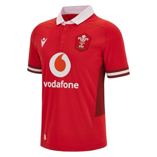 Image of Macron Wales WRU 2023/24 Mens Rugby Shirt - Home/Away // RRP: £78 (UK, Alpha, M, Regular, Regular, Home- RED)