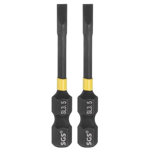 Image of sourcing map 2pcs SL3.5 Slotted Impact Screwdriver Bits 3.5mm Slotted Tip 1/4" Hex Shank 50mm (2") Long Magnetic Flat Head Phosphated S2 Steel Screw Driver Drill Bits Electric Power Tool