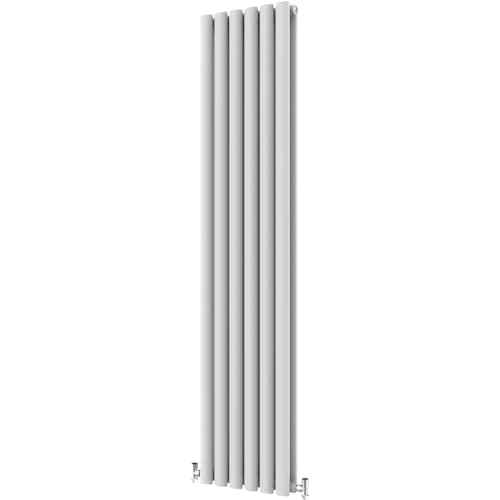 Image of Radbliss Oval Column Vertical Radiator 1800x354mm White Double Central Heating Upright Tall Designer RAD