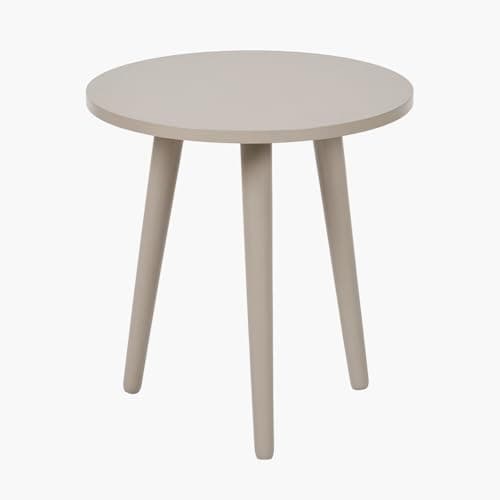 Image of Pacific Lifestyle Tripod Soft Grey Side Table for Small Corners | Low Wooden for Living Room | Putty Living Room End Tables | Small Round Accent Table (Taupe)