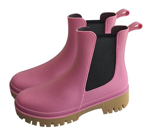 Image of A2Z Ladies Girls Teens Wellington Chelsea Boots Waterproof - Wellies LDS 1423 Pink 3 UK