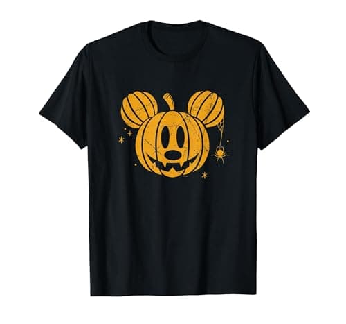 Image of Disney Mickey Mouse Halloween Jack-o’-Lantern Distressed T-Shirt, Men, Black, XX-Large