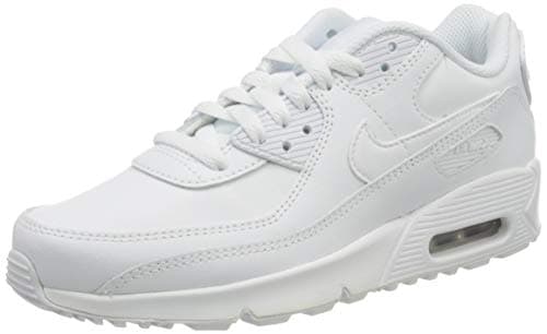 Image of NIKE CD6864-100 AIR MAX 90 LTR (GS) Unisex White/White-Metallic Silver-White UK 3