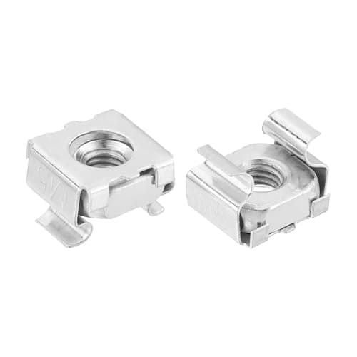 Image of sourcing map M5 x 0.8mm Cage Nut, 50Pcs Snap-in Cage Nuts, Carbon Steel Zinc Plated Metric Nut for Server Rack Cabinet, Silver