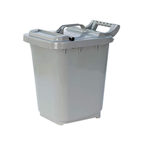 Image of Kerbside Compost Caddy with Locking Lid - Silver Grey - for Food Waste Recycling (23 Litre) - 23L Plastic Composting Kerbside Bin