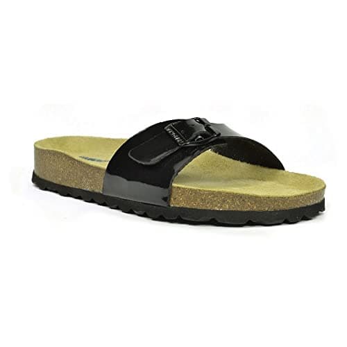 Image of Sanosan Malaga Ladies Mule Sandals Lacque Black Patent