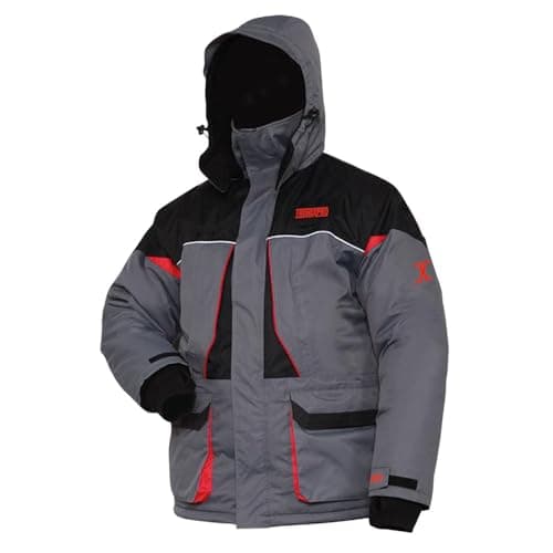 Image of Tronixpro Snug Jacket | Grey, Black & Red Medium | Sea Fishing Winter Jacket | Thermo Guard Insulation to -25 Centigrade | Wind and Waterproof | Breathable | YKK Zippers | Inner and Outer Pockets