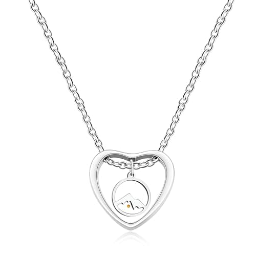 Image of Tobestu Platinum-Plated Round Mountain Mustard Seed Necklace | Hollow Heart Stainless Steel Pendant Jewelry | Christian Inspirational Necklaces | YA5147