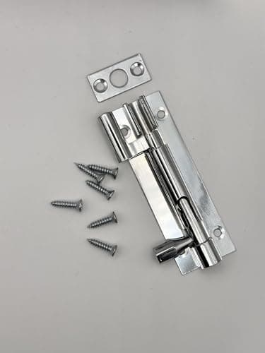 Image of Chrome Plated Necked Barrel Bolt 75mm x 25mm (3" x 1") - Door Bolt with Screws & Keep, Polished Chrome Finish, Suitable for Doors, Gates & Sheds - Pack of 1