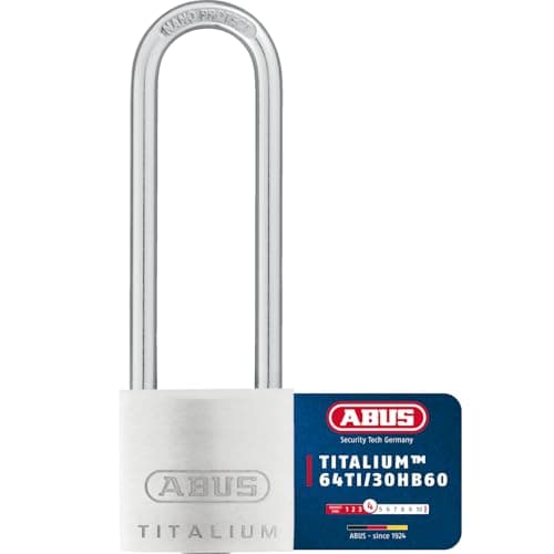 Image of ABUS Padlock Titalium 64TI/30HB60 gl.-6311 - keyed Alike and with high Shackle - Basement Lock with Lock Body Made of Special Aluminium - Hardened Steel Shackle - ABUS Security Level 4
