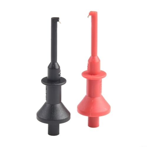 Image of 2pcs Multimeter Test Hook Clip 4mm Threaded Banana Probe Extender CAT III 1000V Spring Loaded For Alligator Adapter Black Red