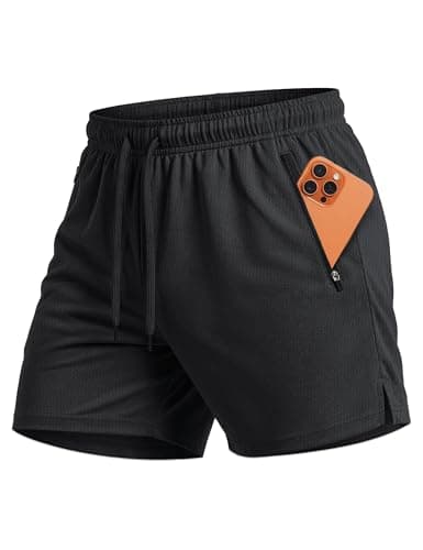 Image of MAGCOMSEN Mens Mesh Running Shorts 5 Inch Quick Dry Lightweight Gym Workout Athletic Shorts with Pockets Black, S