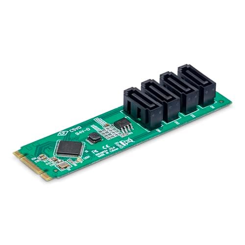 Image of StarTech.com 4-Port M.2 to SATA Adapter Card, M.2 PCIe 3.0 to SATA HDD/SSD Expansion Card for Windows/macOS/Linux