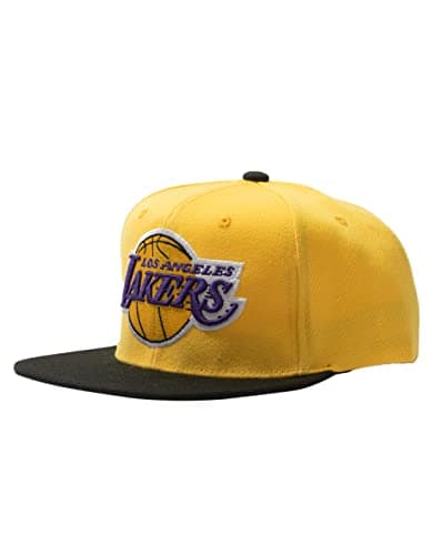 Image of Mitchell & Ness Los Angeles Lakers Snapback Hat - Two-Tone Yellow/Black - LA Lakers Cap