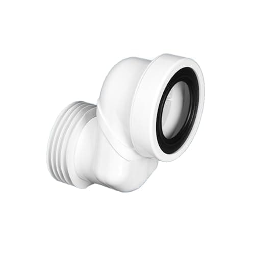 Image of McAlpine WCLO-8 Offset WC Connector 8cm | 97–107mm Inlet x 4"/110mm Outlet | ABS Plastic | for Toilet Waste Connections