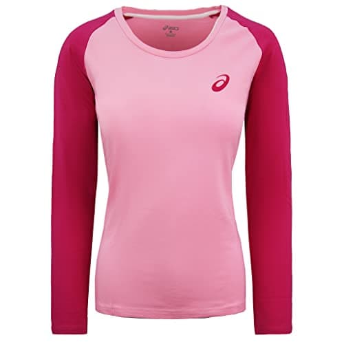 Image of Asics Essentials Long Sleeve Colourblock Womens Shirt Pink - UK 4-6