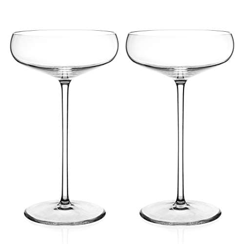 Image of DIAMANTE Champagne Cocktail Saucers Pair - ‘Elegance’ Collection Undecorated Crystal - Set of 2