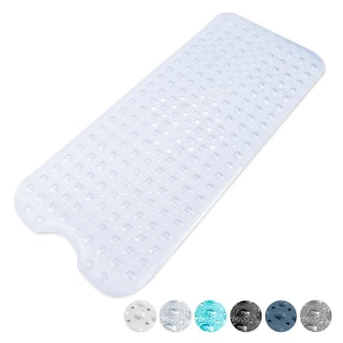 Image of KEPLIN Premium Non-Slip Bath Mat - 200 Suction Cups, BPA, Latex Free, Mildew Resistant, Machine Washable - Safe, Durable & Comfortable for Shower Runner & Bathroom Tubs Extra Long (40x100cm) - Clear