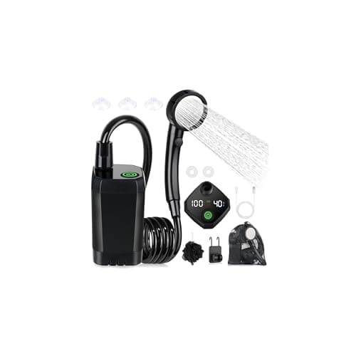 Image of Spopal Portable Shower for Camping, [Long-Lasting] 6000mAh Rechargeable Camping Shower Pump with Intelligent LED Display, 4 Spray Modes, IPX7 Waterproof Outdoor Shower Kit for Hiking, Travel, Car, Pet
