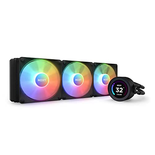 Image of NZXT Kraken Elite RGB 360- RL-KR36E-B1-360mm AIO CPU Liquid Cooler - Customizable 2.36" Wide-Angle LCD Display for GIFs, Images, Performance Metrics - 3 x F120 RGB Core Fans - Black