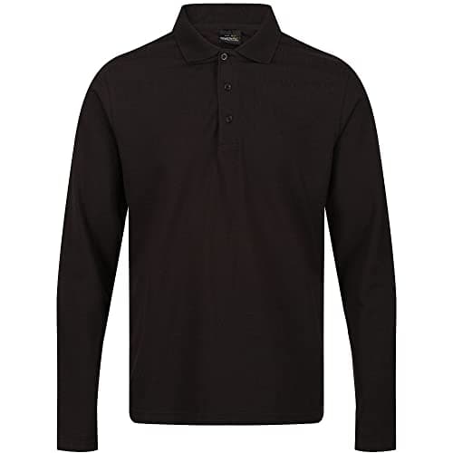 Image of Regatta Professional Mens Pro 65/35 Classic Long Sleeve Polo Shirt - Perfect for Workwear or Casual Black