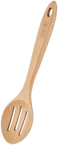 Image of Stellar Beech Tools Slotted Spoon, Safe for Non-Stick Pans, Solid Beech Wood