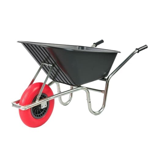 Image of KCT 110L Black Garden Builders Heavy Duty Wheelbarrow with Puncture Proof Solid Tyre Wheel