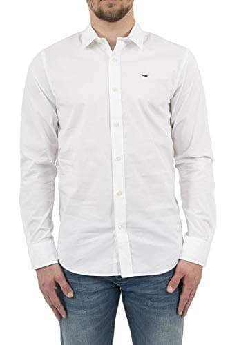 Image of Tommy Jeans Men's Tjm Original Stretch Shirt Dm0dm04405 L/S Shirts / Woven Tops, White, XL
