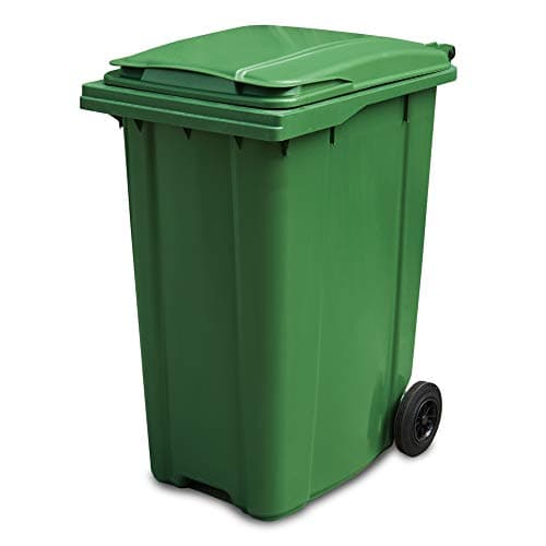 Image of Yellowshield 360 Litre Wheelie Bin - Green, Larger Household Size - EN 840 standard, Largest 2 Wheeled Bin Available, Size 585 (w) x 880 (d) x 1264 (h) mm