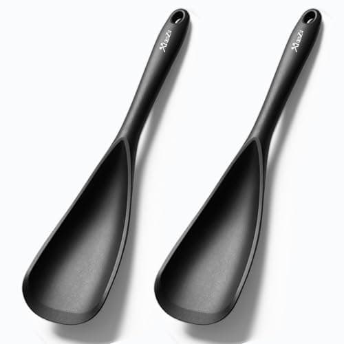 Image of Silicone Spatula Spoon, Great for Both Cooking and Serving Durable BPA-Free Matte Black Silicone, Seamless Design, Safe for Nonstick Cooking Surfaces, 2-Pcs, Black