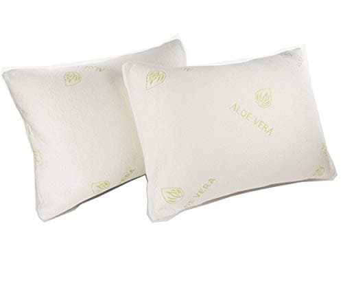 Image of CHILIMILII Natural Aloe Vera Memory Foam Pillows, Orthopedic Anti Mite Pillows, Extra Fill, Anti Allergenic (2 Pack)