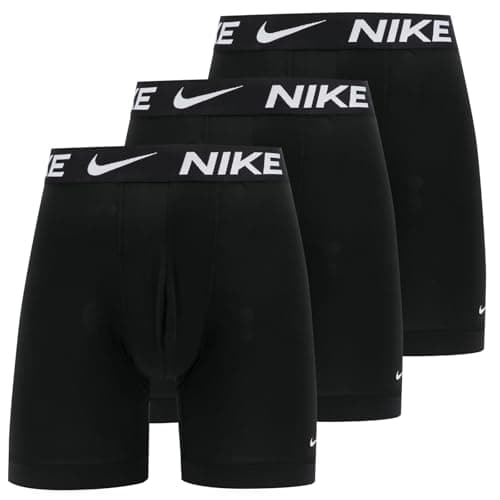 Image of NIKE Men's XL Boxer Briefs 3-Pack, Black/Black/Black, Microfiber Jersey, Mid Rise, Polyester