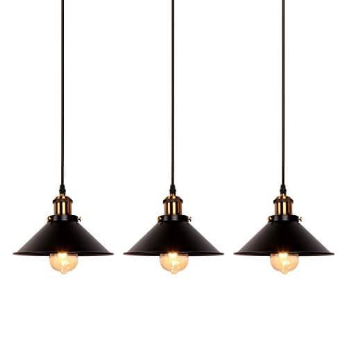 Image of Newrays 3 Pack Industrial Retro Black Iron Kitchen Restaurant Bar Balcony Hanging Pendant Light