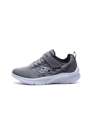 Image of Skechers Boy's Microspec Texlor Sneakers, Gray Textile/Black Textile & Trim, 3 UK Child