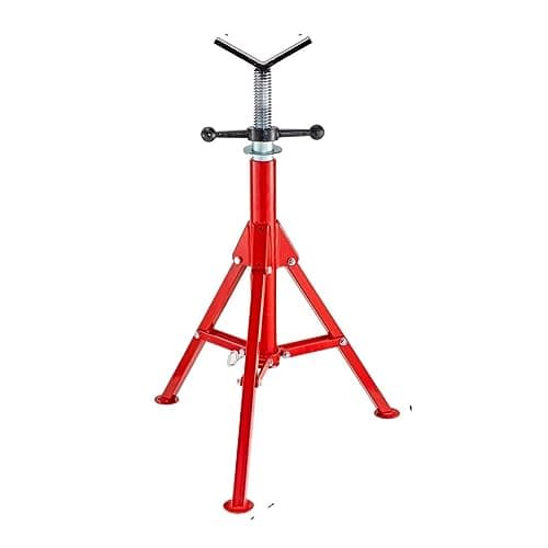 Image of Pipe Holding Stand with Roller Head V-Head 2/4 Ball Transfer Folding Tripod Jack 12in Pipeworking Supporting Clamped Tool(1107)
