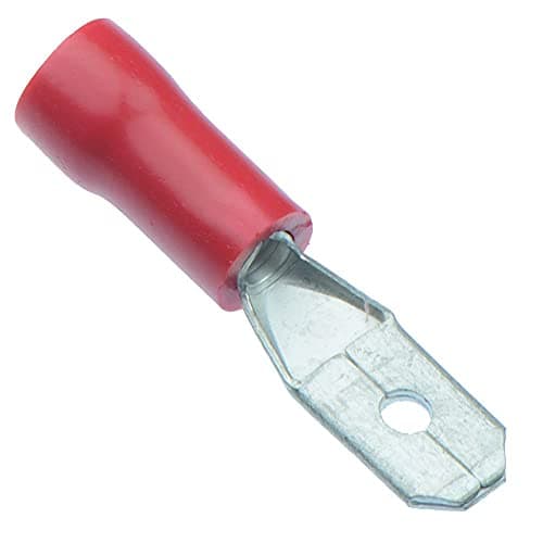 Image of 100 x Red 4.8mm Male Insulated Crimp Spade Connector 16-22AWG Wire Cable