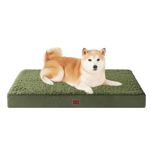Image of EHEYCIGA Orthopedic Dog Beds Large Mattress with Removable Washable Cover for Crate, Dark Green, 91x68x9cm