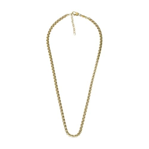Image of Fossil Men's Necklace, All Stacked Up Stainless Steel Chain Necklace