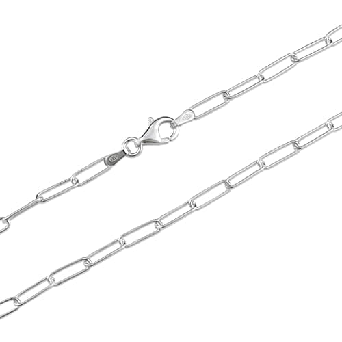 Image of Heather Needham Sterling Silver Round Wire Paperclip Chain Necklace - Link Size 9 mm - 16, 18 inches - Gift Boxed 8507/18