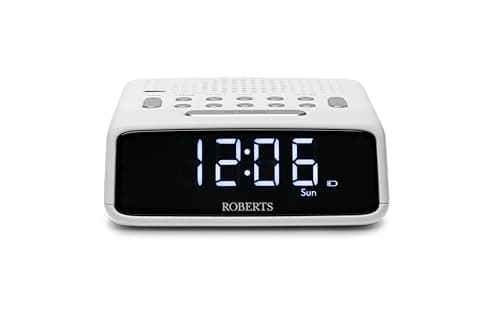 Image of Roberts ORTUSFM FM Digital Clock Radio with Dual Alarms and a Large LCD Display, White