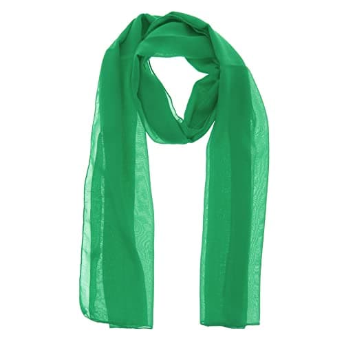 Image of WESTEND CHOICE Ladies Chiffon Scarves Women Plain Neck Scarf Soft Headwrap Girls Headscarf Sheer Wrap women's scarves & wraps 150x45 cm (Green)