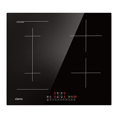 Image of CIARRA CBBIH4BF 7200W Built-in Induction Hob 4 Zones with Boost Function and 1 Flex Zone Touch Control Ceramic Glass 9 Power Levels Function Child Safety Lock Black