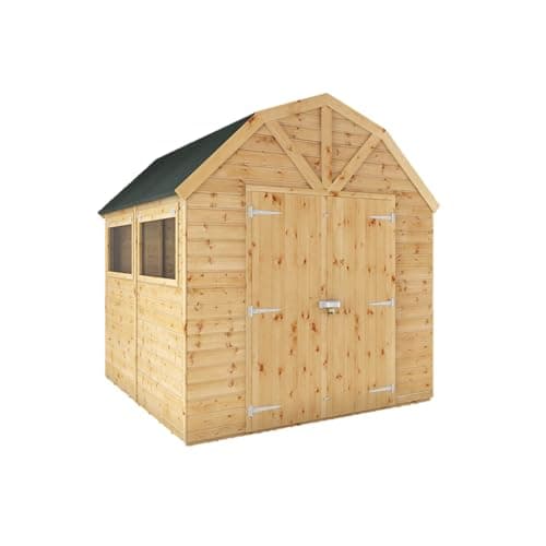 Image of WALTONS | Shiplap Dutch Barn | Wooden Garden Toolshed Workshop | Gambrel Roof | Double Doors | 12mm Tongue and Groove | Tool Sheds (8ft x 8ft)